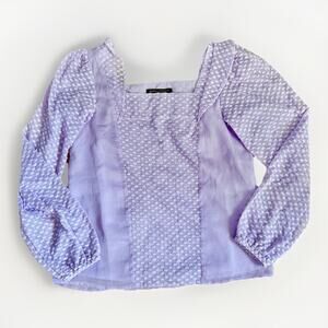 NWOT Banana Republic Textured Lavender Blouse Long Sleeve Feminine Top Size XXS